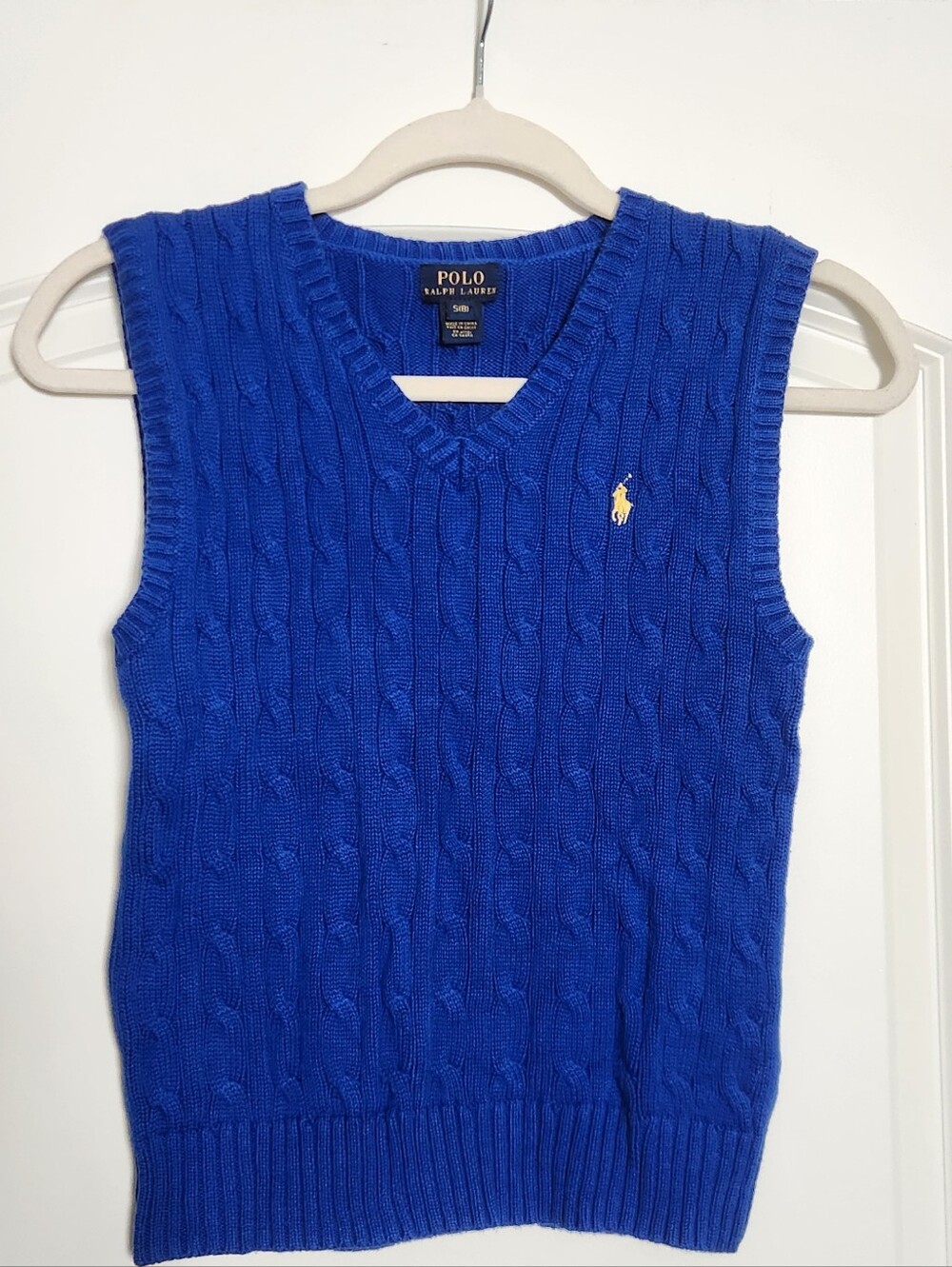 Polo by Ralph Lauren Women's Royal Blue Cable Knit Sleeveless Sweater Vest